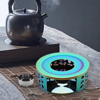 Нагревател за чайник Куха нагревателна основа от неръждаема стомана Нагревател за чай Поставка за нагревател за свещ Нагревател за чайник с кръгла основа