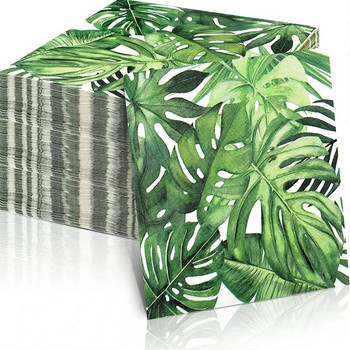 20 бр Парти дресинг Тропически зелени палмови листа Коктейлни салфетки за гости Еднократни салфетки Хартия за салфетки с щампи на животни
