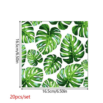 20 kom Dressing Tropsko zeleno palmino lišće Koktel salvete za goste Jednokratne salvete Papirnate salvete s printom životinja