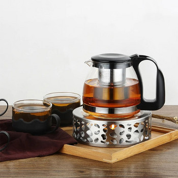 Кана за подгряване на чай с нагревател Кана за кафе Стъклена поставка Преносима нагревателна основа Чайник