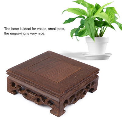 Деликатна малка квадратна основа за чайник Ваза Декорация Масивно дърво Бонсай Пиедестал Дървена основа (#2)