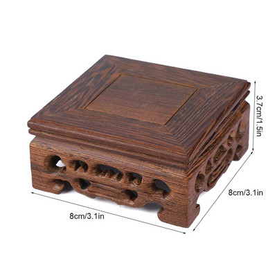 Subtilus mažas kvadratinis arbatinuko pagrindo vazos dekoravimas masyvios medienos bonsai pjedestalo medinis pagrindas (nr. 2)