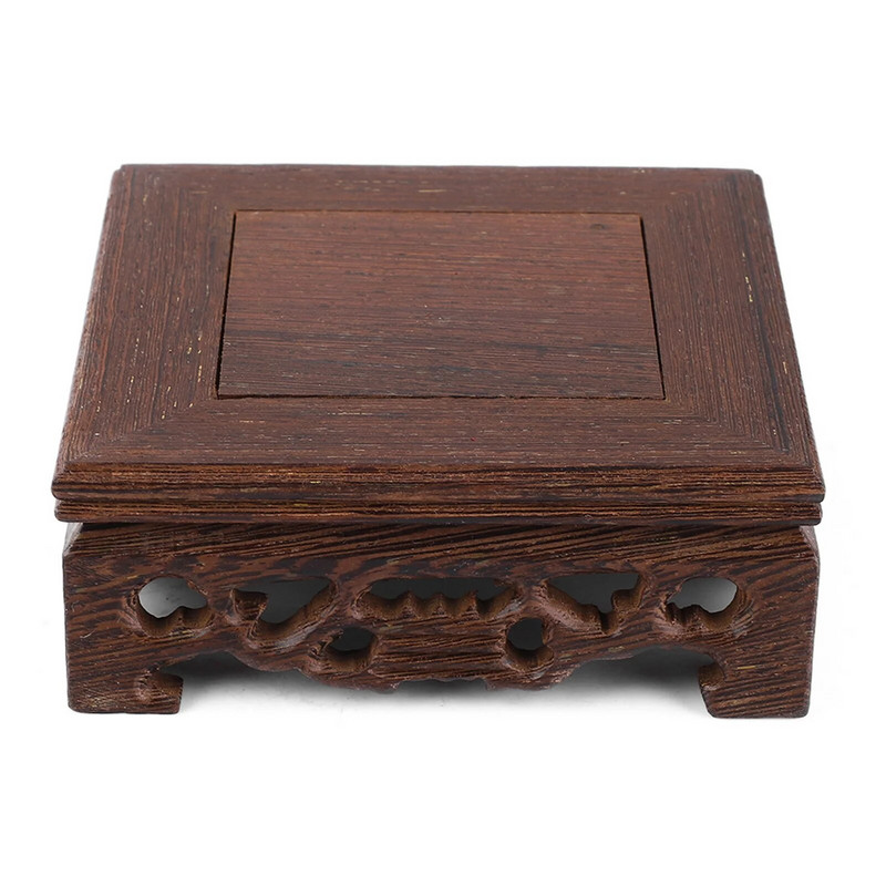 Subtilus mažas kvadratinis arbatinuko pagrindo vazos dekoravimas masyvios medienos bonsai pjedestalo medinis pagrindas (nr. 2)