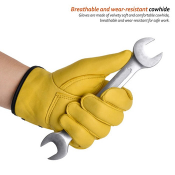 Устойчиви на износване работни ръкавици от телешка кожа Работни кожени работници Защита при заваряване за градински спорт Ръкавици за водач на мотоциклет