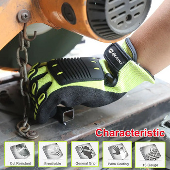 100% висококачествени, устойчиви на рязане антивибрационни защитни работни ръкавици с работни ръкавици TPR Mechanics Industry Working Gloves ANSI Cut Level A6.