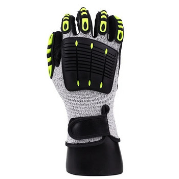 Heavy Duty Cut Resistant Gloves Anti Impact Vibration Oil Safety Work Gloves Anti Cut Shock Absorbing TPR Mechanical Impact Resi