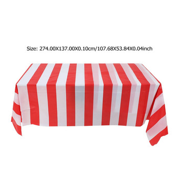2бр. Покривка за маса с червени бели ивици Circus Party Покривка за маса Carnival Circus Покривки Водоустойчива покривка за празнично парти
