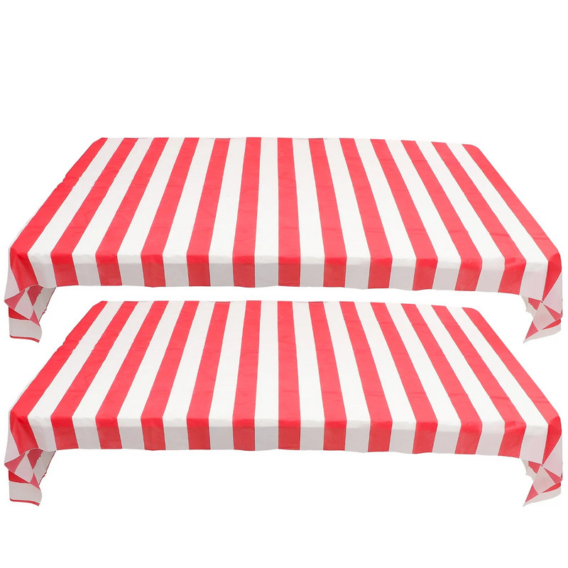 2vnt raudonos baltos juostelės staltiesė cirko vakarėlio stalo užvalkalas Carnaval Circus staltiesės vandeniui atsparios staltiesės šventiniam vakarėliui