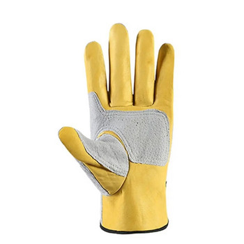 Δερμάτινα γάντια συγκόλλησης Εργαλείο επιβραδυντικό στη θερμότητα Γάντια εργασίας Προμήθειες οξυγονοκολλητών Γκρι κίτρινο αντικοπτικό γάντι Χώρος εργασίας