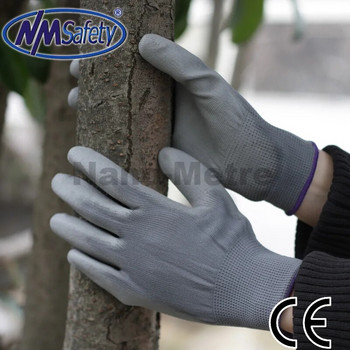 12 чифта предпазни работни промишлени ръкавици с лекота, удобна полиестерна плетена подплата, потапяща се PU ръкавица за длани
