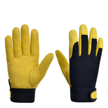 1 Pair Δερμάτινα γάντια Pigskin Wear Resistant Driving Working Επισκευή Ασφαλή Γάντια Ασφάλεια Προστασία Work Out Γάντια Εργασίας Ασφάλεια