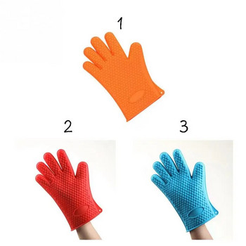 Нова силиконова кухненска ръкавица за фурна Топлоустойчиви дебели ръкавици за готвене BBQ Grill Gadgets Аксесоари Силиконови ръкавици