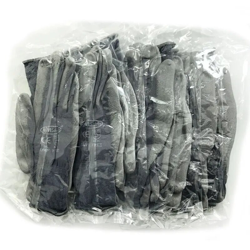 24 bucăți/12 perechi cauciuc nitril acoperit cu palma nailon tricotat căptușeală de bumbac certificate CE mănuși de lucru de protecție pentru siguranță mecanică