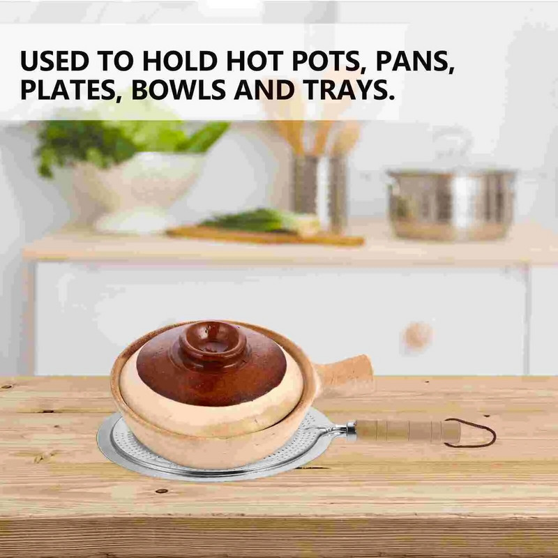 Μεταλλικό Δαχτυλίδι Μαγειρικής Ξύλινη Λαβή Οικιακά Προμήθειες Κουζινικά Σκεύη Διαχύτης Θερμότητας Σόμπα Για Αέριο/Ηλεκτρική/Επαγωγική κουζίνα