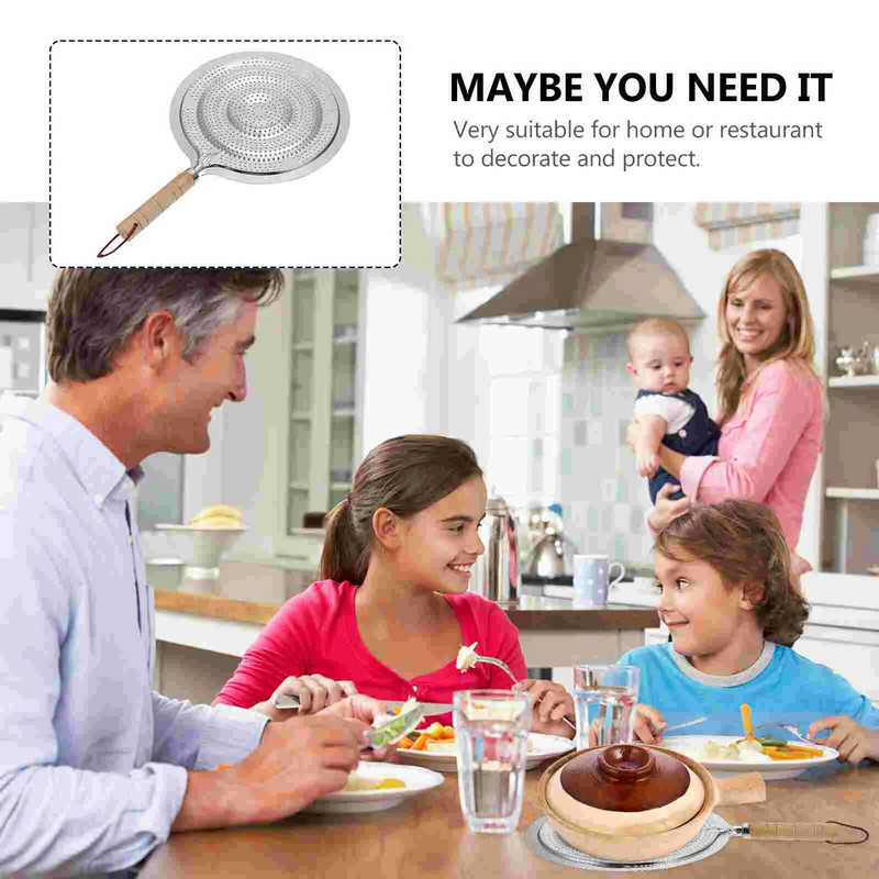 Μεταλλικό Δαχτυλίδι Μαγειρικής Ξύλινη Λαβή Οικιακά Προμήθειες Κουζινικά Σκεύη Διαχύτης Θερμότητας Σόμπα Για Αέριο/Ηλεκτρική/Επαγωγική κουζίνα