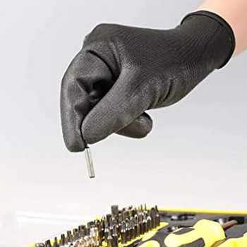 24 τεμάχια/12 ζεύγη Μαύρο PU Nitrile Βιομηχανική Προστατευτική Γάντια Εργασίας με Γάντια Φοίνικας με Πλεκτό Βαμβάκι από νάιλον