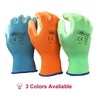 24 buc/12 perechi mănuși de lucru de protecție industrială de siguranță din nitril PU neagră cu mănuși de palmier tricotate din nailon, bumbac, acoperite