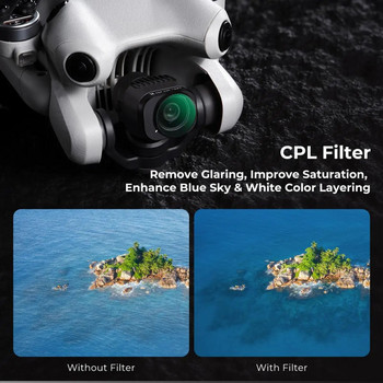 K&F Concept CPL филтър за обектив за DJI Mini 4 Pro с едностранен водоустойчив антирефлексен зелен филм