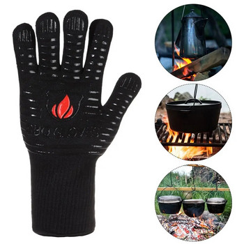 1Pc Пожарна топлинна ръкавица Топлоизолация Пожароустойчива ръкавица Печка на въглища Камини Печки с горелка на дървени трупи Предпазна ръкавица Защита на ръцете