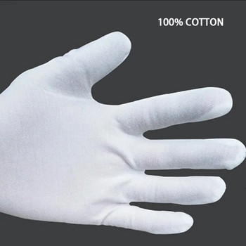 12 чифта деца, жена, мъж, бяла памучна тъкан, тънък етикет Wenwan, ръкавици за проверка на качеството