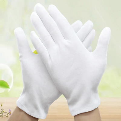 12 чифта деца, жена, мъж, бяла памучна тъкан, тънък етикет Wenwan, ръкавици за проверка на качеството