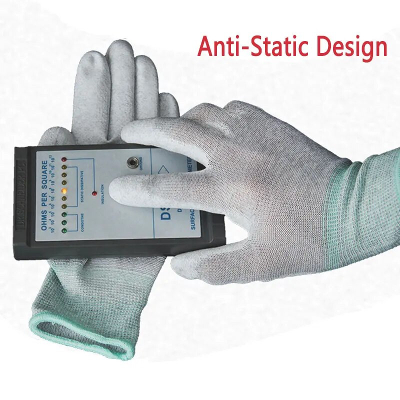 12 pāri/soma Antistatic Glove PC dators ESD Drošs universāls darbs Cimdi Elektroniski Pretslīdēšana Pirkstu aizsardzībai