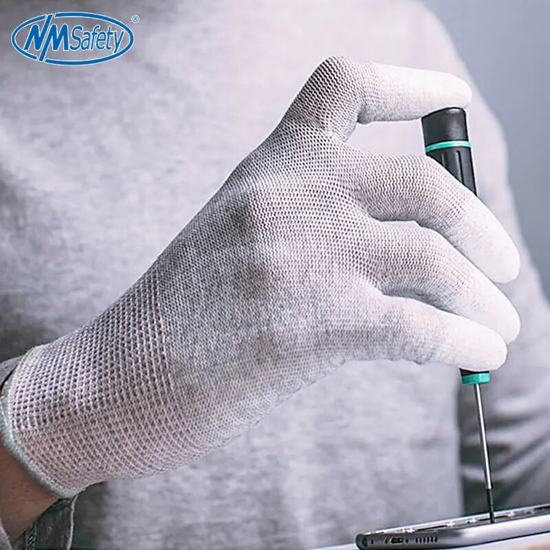 12 pāri/soma Antistatic Glove PC dators ESD Drošs universāls darbs Cimdi Elektroniski Pretslīdēšana Pirkstu aizsardzībai