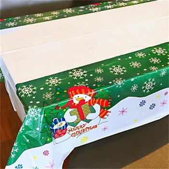 180*110cm Παραλληλόγραμμο PVC Χριστουγεννιάτικο τραπεζομάντιλο Άγιου Βασίλη εμπριμέ Τραπεζομάντιλο Πρωτοχρονιάτικο Χριστουγεννιάτικο Δείπνο Διακοσμήσεις μιας χρήσης