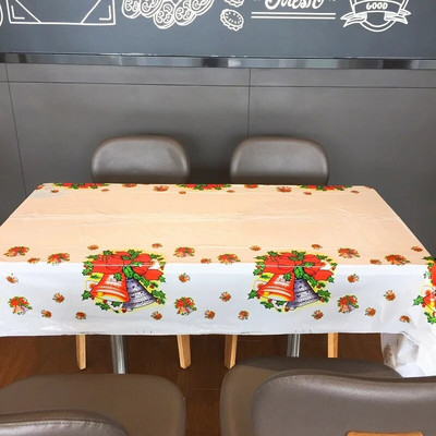 180*110cm stačiakampė PVC Kalėdinė staltiesė Kalėdų Senelis spausdinta staltiesė Naujųjų metų Kalėdų vakarienės dekoracijos vienkartinės