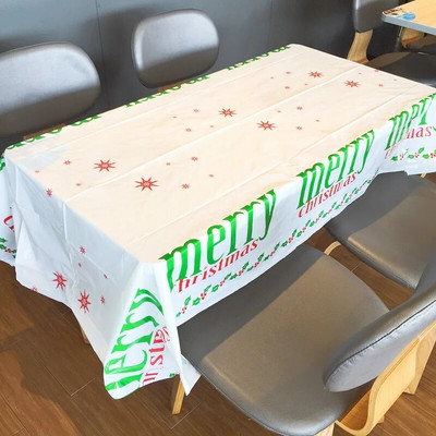 180*110cm stačiakampė PVC Kalėdinė staltiesė Kalėdų Senelis spausdinta staltiesė Naujųjų metų Kalėdų vakarienės dekoracijos vienkartinės