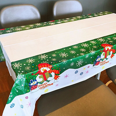 180*110cm stačiakampė PVC Kalėdinė staltiesė Kalėdų Senelis spausdinta staltiesė Naujųjų metų Kalėdų vakarienės dekoracijos vienkartinės