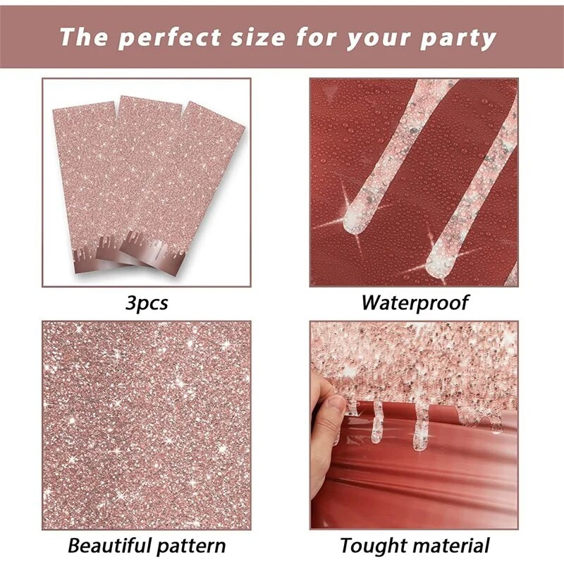 1 KOM. Jednokratni stolnjak sa ružičastim zlatnim šljokicama Bešavni svjetlucavi stolnjak za rođendansko vjenčanje Rođendanske dekoracije