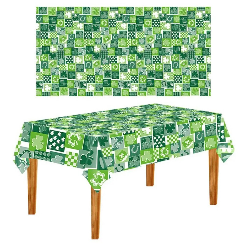 Jednokratni stolnjak za Dan sv. Patrika s lišćem irske djeteline, zelenom djetelinom s četiri lista, kućni navlaka za stol, pribor za zabavu