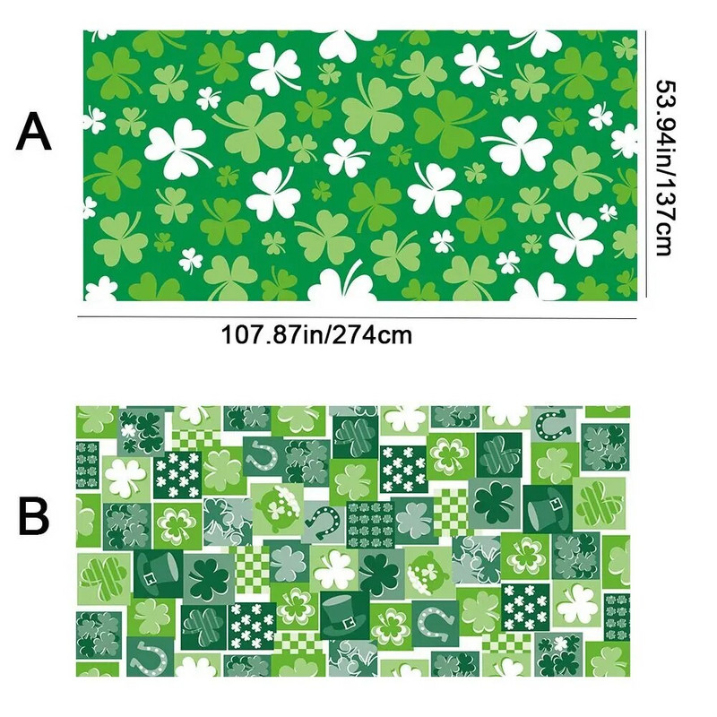 Jednokratni stolnjak za Dan sv. Patrika s lišćem irske djeteline, zelenom djetelinom s četiri lista, kućni navlaka za stol, pribor za zabavu