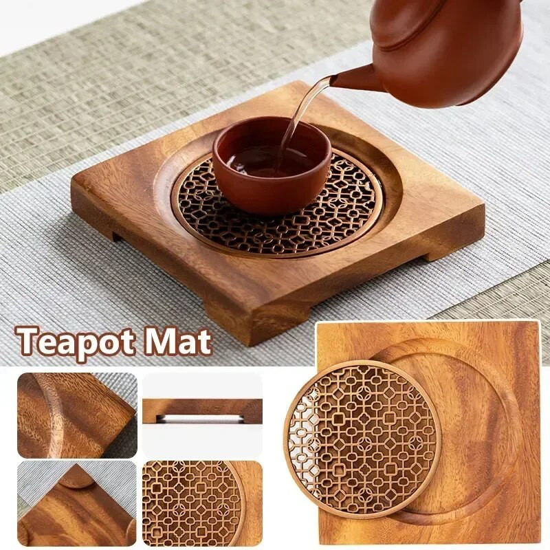 Pribor Servis za čaj Fu Podloga za kućanstvo Podloga za poslužavnik Rukotvorine Držač za lonce Drveni podmetač Potpora Ceremonija Kung
