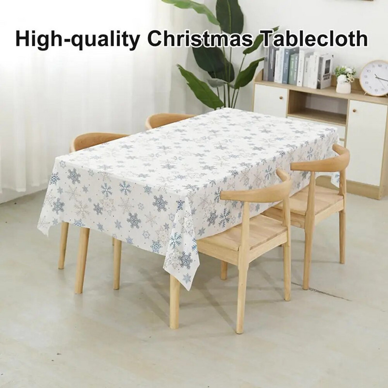 Stolnjak s printom pahuljica Svečani božićni stolnjak Jednokratni uzorak snježnih pahuljica za blagdansko uređenje rođendana