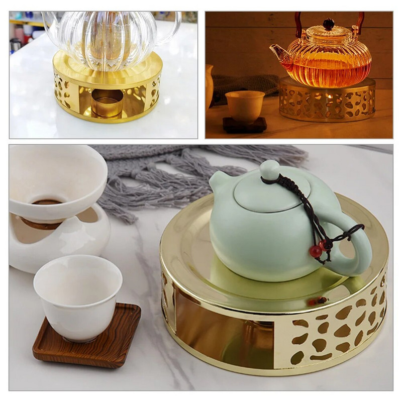 Metalinis arbatinuko šildytuvas su nerūdijančio plieno laikikliu arbatinuko šildytuvu