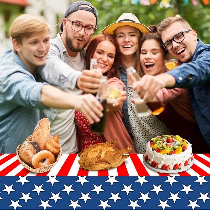 Τραπεζομάντιλο Memorial Day Stars And Sripes Τραπεζομάντιλο με Πατριωτικό Θέμα Κάλυμμα Τραπεζιού Μίας Χρήσης για Διακόσμηση Ημέρας Μνήμης
