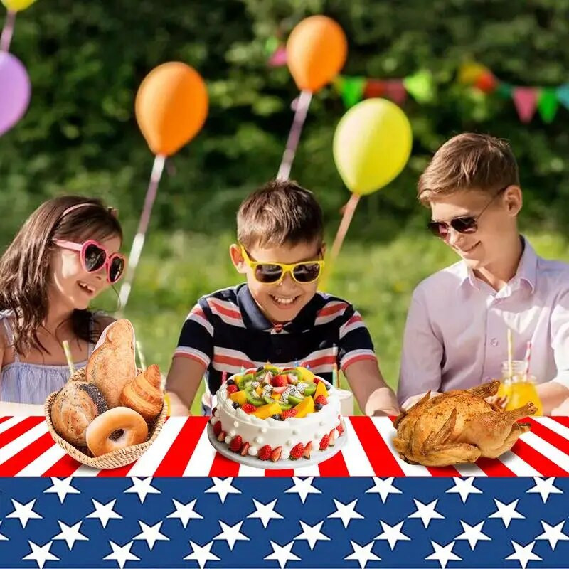 Τραπεζομάντιλο Memorial Day Stars And Sripes Τραπεζομάντιλο με Πατριωτικό Θέμα Κάλυμμα Τραπεζιού Μίας Χρήσης για Διακόσμηση Ημέρας Μνήμης