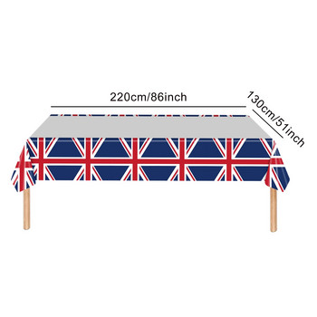 86inx51in Union Jack Покривка за маса Британска PE покривка Водоустойчиви калъфи Юбилей на кралицата Патриотична украса за партита
