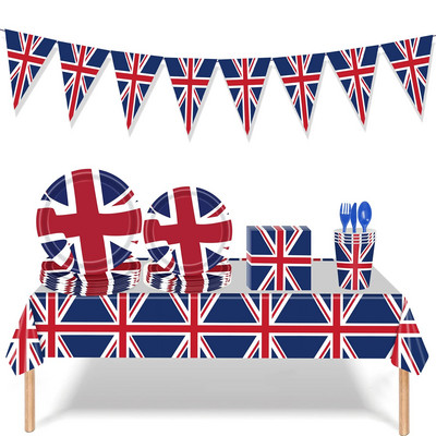 86inx51in Union Jack Prekrivač za stol Britanski PE stolnjak Vodootporne navlake Kraljičin jubilej Domoljubna dekoracija za potrepštine za zabavu