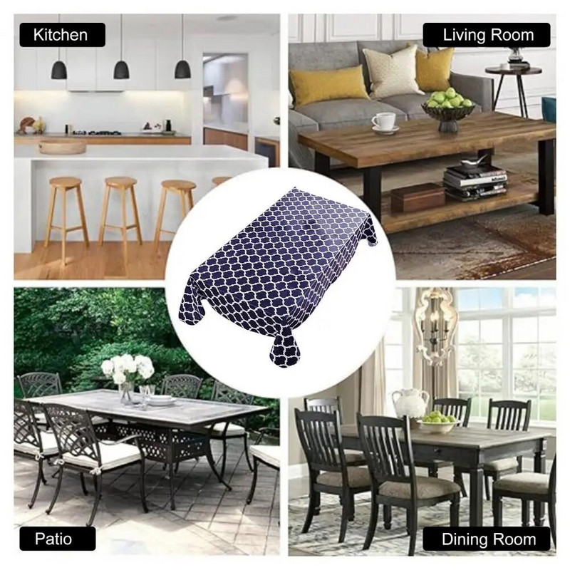 Tartós étkezőasztal huzat Vízálló, nyomtatható terítő beltéri kültéri használatra Újrafelhasználható téglalap alakú asztalvédő étkezéshez