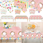 Uskrsni stolnjak za jednokratnu upotrebu 137X274 cm Tematske potrepštine za zabave 2024. Proljetna uskršnja zabava Baby Shower Pokloni za dječju rođendansku zabavu