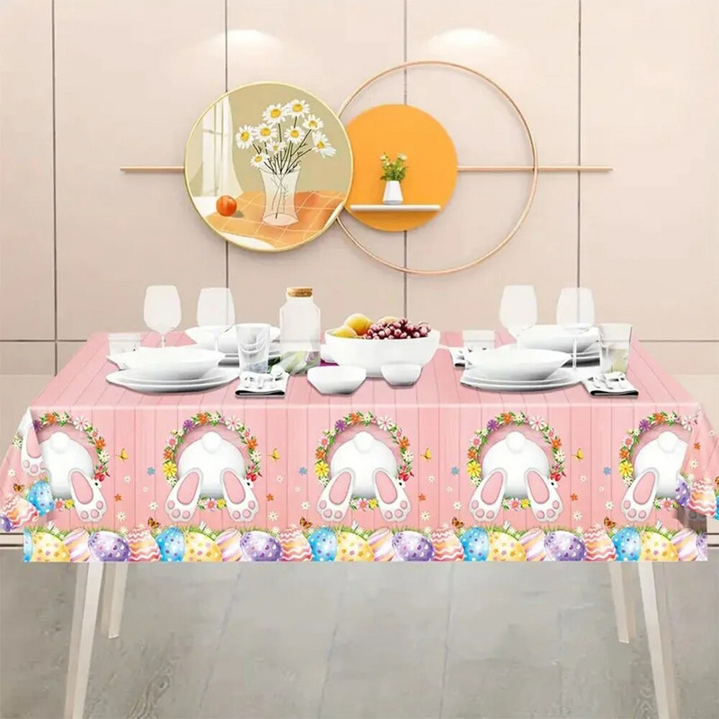 Uskrsni stolnjak za jednokratnu upotrebu 137X274 cm Tematske potrepštine za zabave 2024. Proljetna uskršnja zabava Baby Shower Pokloni za dječju rođendansku zabavu