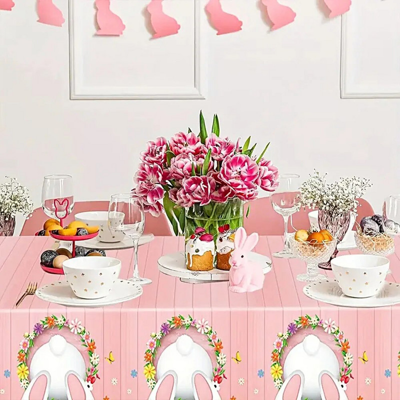 Uskrsni stolnjak za jednokratnu upotrebu 137X274 cm Tematske potrepštine za zabave 2024. Proljetna uskršnja zabava Baby Shower Pokloni za dječju rođendansku zabavu