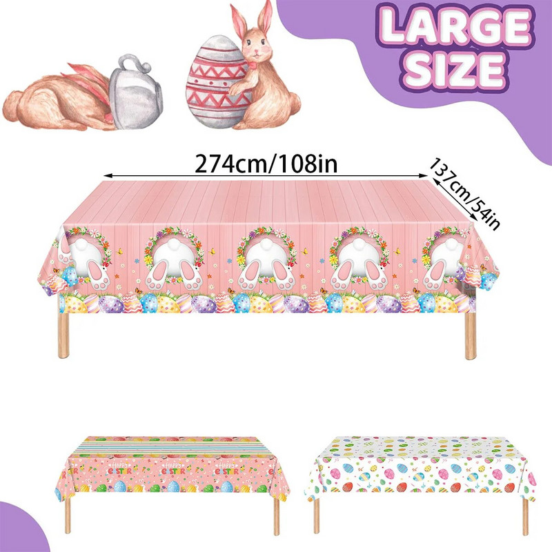 Uskrsni stolnjak za jednokratnu upotrebu 137X274 cm Tematske potrepštine za zabave 2024. Proljetna uskršnja zabava Baby Shower Pokloni za dječju rođendansku zabavu