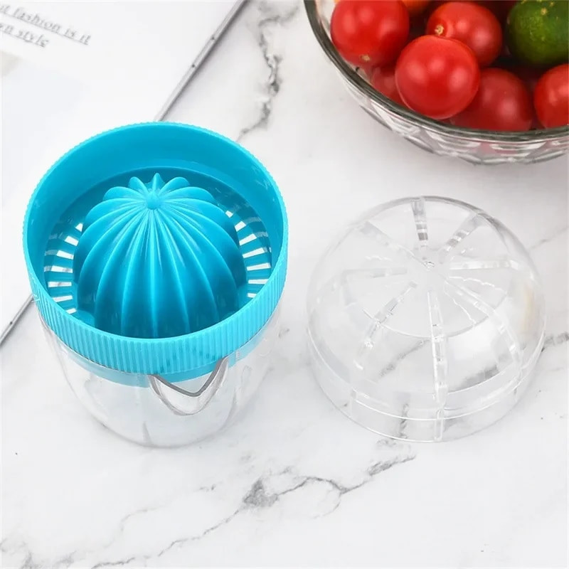 Plastični cijedilac limuna s poklopcem, ručni sokovnik za limun, čašica za prešanje naranče, cijedilac za citruse, ručni cijedilac za sok od limuna i naranče