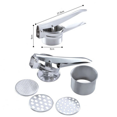 Roostevabast terasest kartulipudrupurusti puu-köögiviljapressi mahlapress purusti pressija majapidamisköögis toiduvalmistamise tööriistad