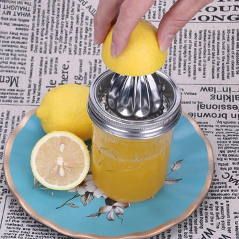Εγχειρίδιο 2 ΤΕΜ. Βάζο από ανοξείδωτο ατσάλι Καπάκι αποχυμωτή εσπεριδοειδών Αποχυμωτής εσπεριδοειδών Wide Mouth Cover Fit For Mason Jar Lemon Juicer