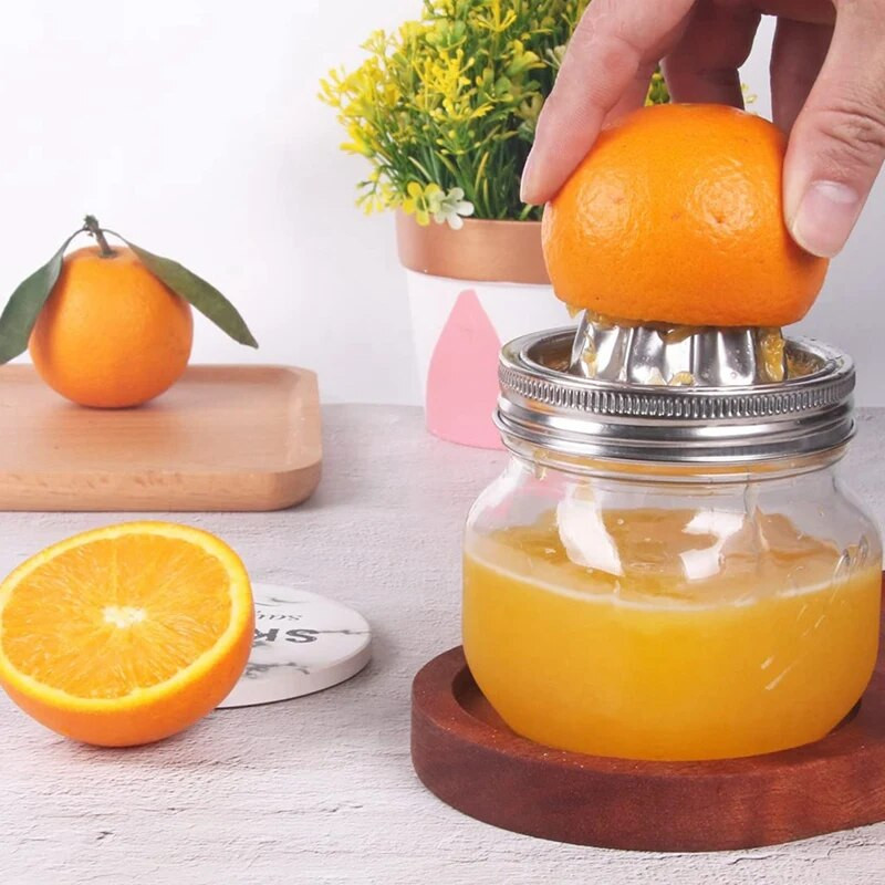 2 vnt Stiklainio nerūdijančio plieno sulčiaspaudės dangtelis Citrusinių vaisių sraigtas Citrusinių vaisių sulčiaspaudės platus dangtelis, tinkantis Mason Jar Citrinų sulčiaspaudės vadovas